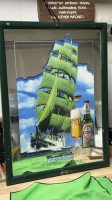 Vintage Beck's Beer Mirror Sign - Sailing Ship "Alexander von Humboldt" - Thumbnail 4