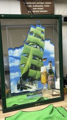 Vintage Beck's Beer Mirror Sign - Sailing Ship "Alexander von Humboldt" - Thumbnail 3