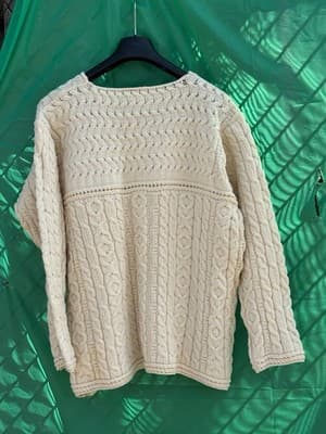 Kilronan Merino Wool Sweater Womens Cream Cable Knit Ireland - Thumbnail 5