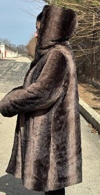 Dennis Basso Faux Fur Coat Women Hooded Brown Soft Plush Winter Coat Size XL - Thumbnail 3