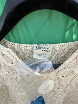 Kilronan Merino Wool Sweater Womens Cream Cable Knit Ireland - Thumbnail 2