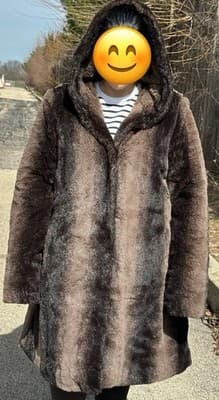 Dennis Basso Faux Fur Coat Women Hooded Brown Soft Plush Winter Coat Size XL - Thumbnail 2