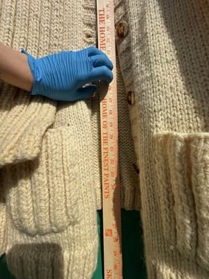 Hand Knit Wool Cardigan S Cream Chunky Button Sweater - Thumbnail 4