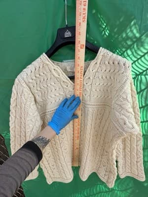 Kilronan Merino Wool Sweater Womens Cream Cable Knit Ireland - Thumbnail 3