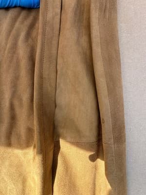 Dennis Basso Faux Suede Wrap Skirt Tan Size L Midi Belted - Thumbnail 6