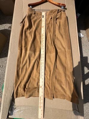 Dennis Basso Faux Suede Wrap Skirt Tan Size L Midi Belted - Thumbnail 7