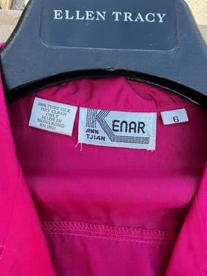 ENAR 100% Silk Blouse Pink Size 6 Button Front Short Sleeve Vintage - Thumbnail 4