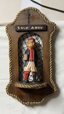 Vintage Nautical “Ship Ahoy” Sailor Wall Decor Shadow Box Wood Rope - Thumbnail 5