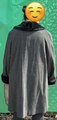 Dennis Basso Reversible Coat Faux Fur Wool Blend Black Gray L XL Luxury Hooded - Thumbnail 4