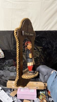 Vintage Nautical “Ship Ahoy” Sailor Wall Decor Shadow Box Wood Rope - Thumbnail 7