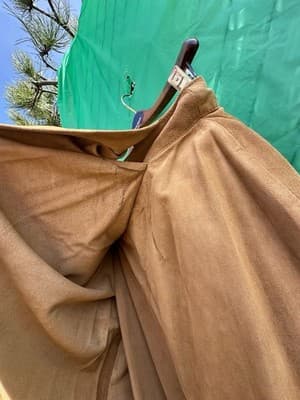 Dennis Basso Faux Suede Wrap Skirt Tan Size L Midi Belted - Thumbnail 4