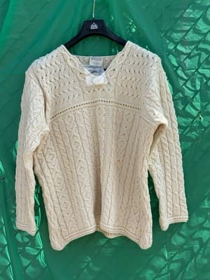 Kilronan Merino Wool Sweater Womens Cream Cable Knit Ireland