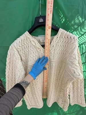 Kilronan Merino Wool Sweater Womens Cream Cable Knit Ireland - Thumbnail 4