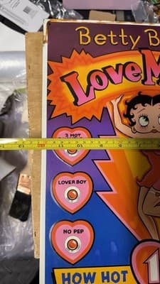 Vintage Betty Boop Love Meter Metal Sign Arcade Game Panel 1991 - Thumbnail 11