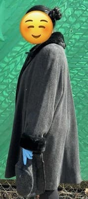 Dennis Basso Reversible Coat Faux Fur Wool Blend Black Gray L XL Luxury Hooded - Thumbnail 3