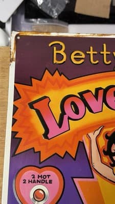 Vintage Betty Boop Love Meter Metal Sign Arcade Game Panel 1991 - Thumbnail 5