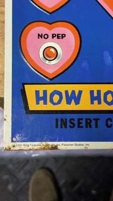 Vintage Betty Boop Love Meter Metal Sign Arcade Game Panel 1991 - Thumbnail 4