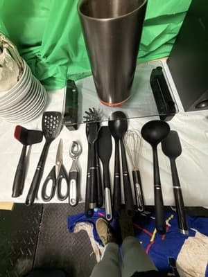 Mixed Brand Kitchen Utensil Set w/ Holder – Silicone Tools, Whisk, Shears - Thumbnail 10