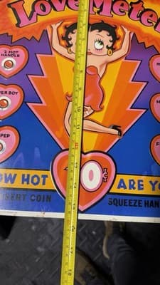 Vintage Betty Boop Love Meter Metal Sign Arcade Game Panel 1991 - Thumbnail 10