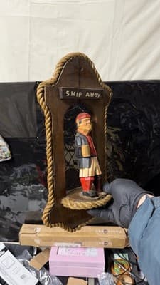 Vintage Nautical “Ship Ahoy” Sailor Wall Decor Shadow Box Wood Rope - Thumbnail 4