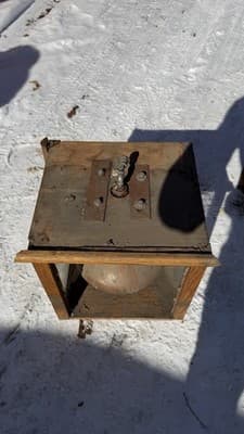 Antique Bronze Bell in Wooden Frame – Vintage Industrial / Nautical Style - Thumbnail 3