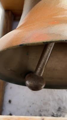 Antique Bronze Bell in Wooden Frame – Vintage Industrial / Nautical Style - Thumbnail 8