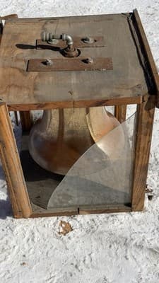 Antique Bronze Bell in Wooden Frame – Vintage Industrial / Nautical Style - Thumbnail 18
