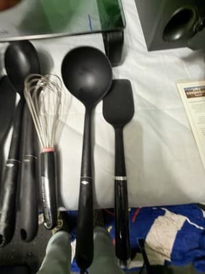 Mixed Brand Kitchen Utensil Set w/ Holder – Silicone Tools, Whisk, Shears - Thumbnail 4