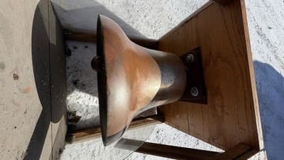 Antique Bronze Bell in Wooden Frame – Vintage Industrial / Nautical Style - Thumbnail 12