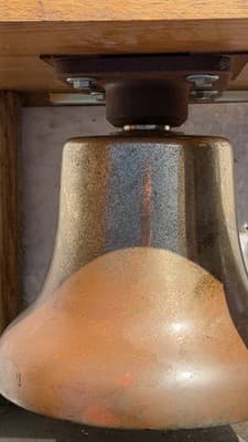 Antique Bronze Bell in Wooden Frame – Vintage Industrial / Nautical Style - Thumbnail 15
