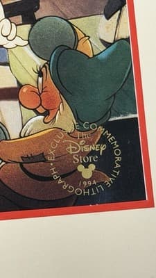 Disney Snow White Seven Dwarfs 1994 Commemorative Lithograph Disney Store - Thumbnail 3