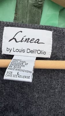 Linea by Louis Dell’Olio 100% Wool Cardigan Gray Embroidered Size L - Thumbnail 3
