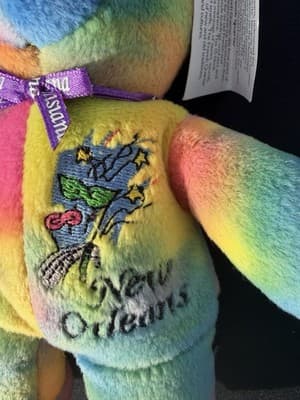 SYMBOLZ Oregon State Plush Teddy Bear Rainbow Tie Dye Souvenir RGU Group 2005 7” - Thumbnail 3