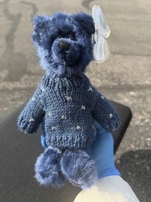 Ty Attic Treasures Collection Orion Blue Bear Plush With Sweater