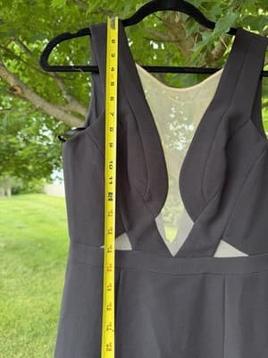 BCBGMAXAZRIA Black Mesh Plunge Sleeveless Maxi Gown Dress Size 6 NWT - Thumbnail 6