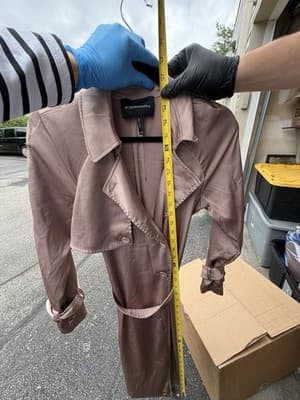 BCBGMAXAZRIA Satin Trench Coat Dress Belted Midi Size XS - Thumbnail 9