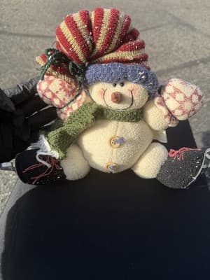 Vintage Plush Snowman Christmas Winter Holiday Decor Stuffed Toy 9” Tall