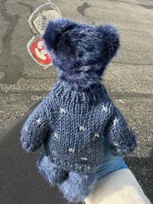Ty Attic Treasures Collection Orion Blue Bear Plush With Sweater - Thumbnail 3
