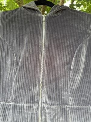 Fabletics Gray Velour Hooded Jumpsuit XS Zip Front Wide Leg Lounge One Piece - Thumbnail 5