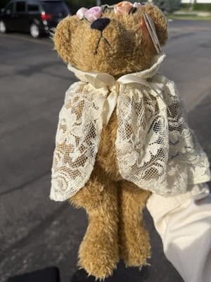 Ty Attic Treasures Eve Bear Plush Teddy Bear Lace Shawl Roses Tag 10” Vintage - Thumbnail 3