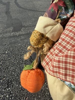Vintage Country Bear Plush Doll Harvest Fall Decor Pumpkin Prairie Dress 14” - Thumbnail 5