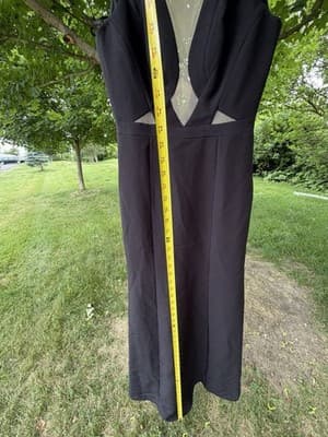 BCBGMAXAZRIA Black Mesh Plunge Sleeveless Maxi Gown Dress Size 6 NWT - Thumbnail 7