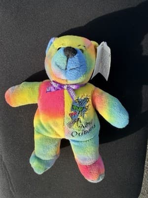 SYMBOLZ Oregon State Plush Teddy Bear Rainbow Tie Dye Souvenir RGU Group 2005 7” - Thumbnail 4
