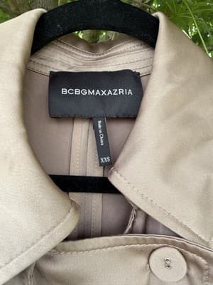 BCBGMAXAZRIA Satin Trench Coat Dress Belted Midi Size XS - Thumbnail 2