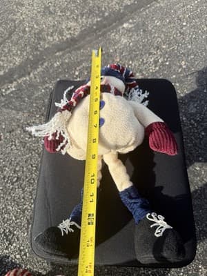 Vintage Plush Snowman Figure Long Legs Winter Christmas Shelf Sitter 14” Tall - Thumbnail 4