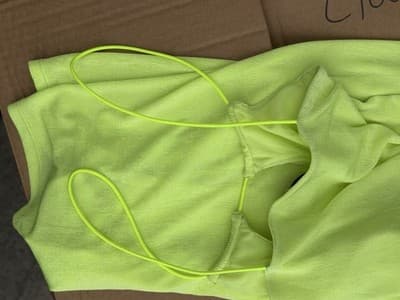 H:ours Neon Lime Green Bodycon Midi Dress XS Sleeveless Open Back Stretch - Thumbnail 9