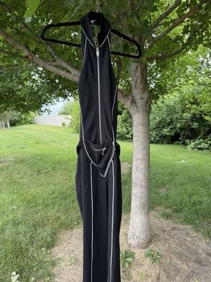 IAMGIA Beltrix Jumpsuit Black Reflective Trim Zip Front Size S NWT - Thumbnail 13
