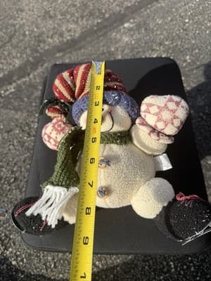 Vintage Plush Snowman Christmas Winter Holiday Decor Stuffed Toy 9” Tall - Thumbnail 5