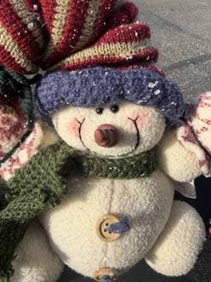 Vintage Plush Snowman Christmas Winter Holiday Decor Stuffed Toy 9” Tall - Thumbnail 3