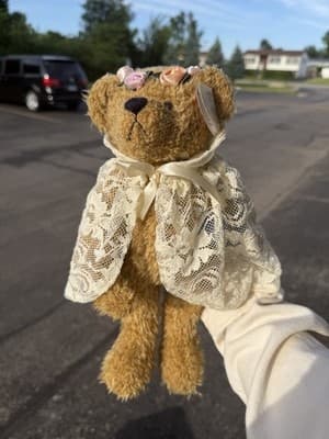 Ty Attic Treasures Eve Bear Plush Teddy Bear Lace Shawl Roses Tag 10” Vintage - Thumbnail 2